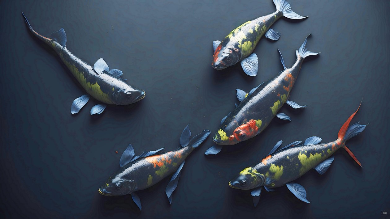 mustemaalaus: Koi-Karpfish_rainbow_02 tekijältä Josef Johann Michel