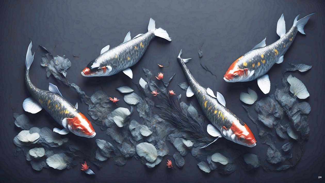mustemaalaus: Koi-Karpfish_red_01 tekijältä Josef Johann Michel