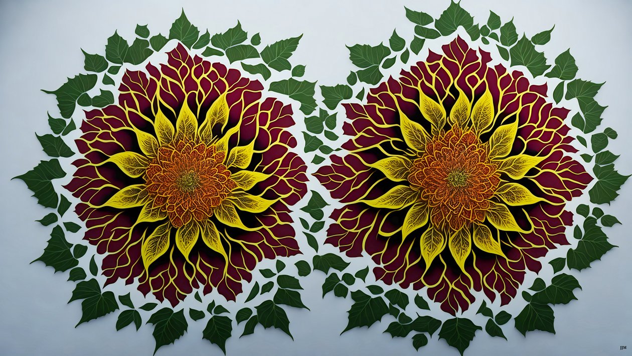mandala: hibiscus-kukkaelementit_02 tekijältä Josef Johann Michel