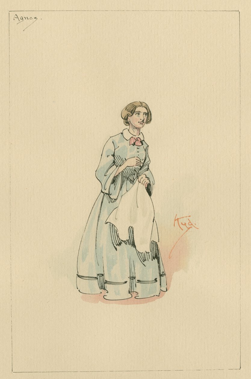 Agnes Wickfield, noin 1920-luku (kynä ja muste wc:llä paperilla) tekijältä Joseph Clayton Clarke