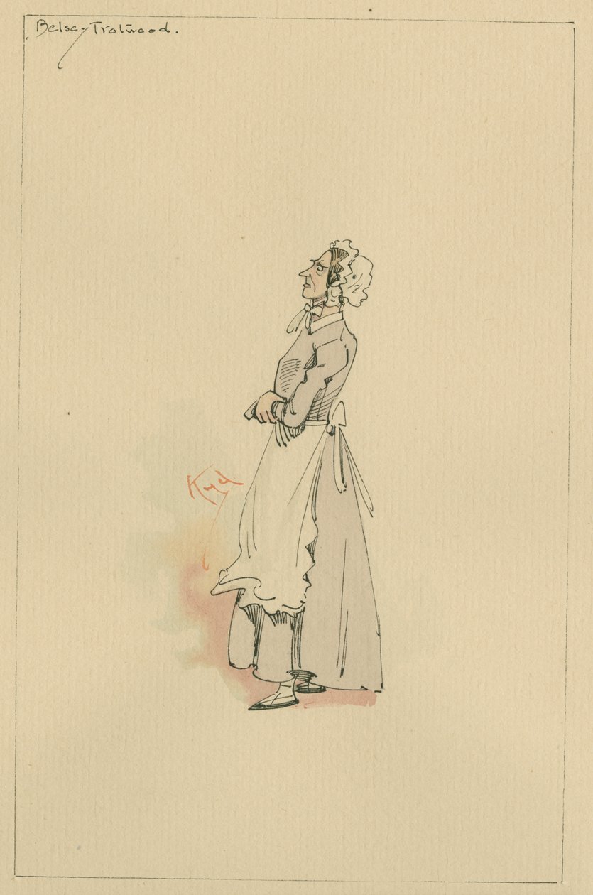 Betsey Trotwood, n. 1920-luku (kynä ja muste wc:llä paperilla) tekijältä Joseph Clayton Clarke