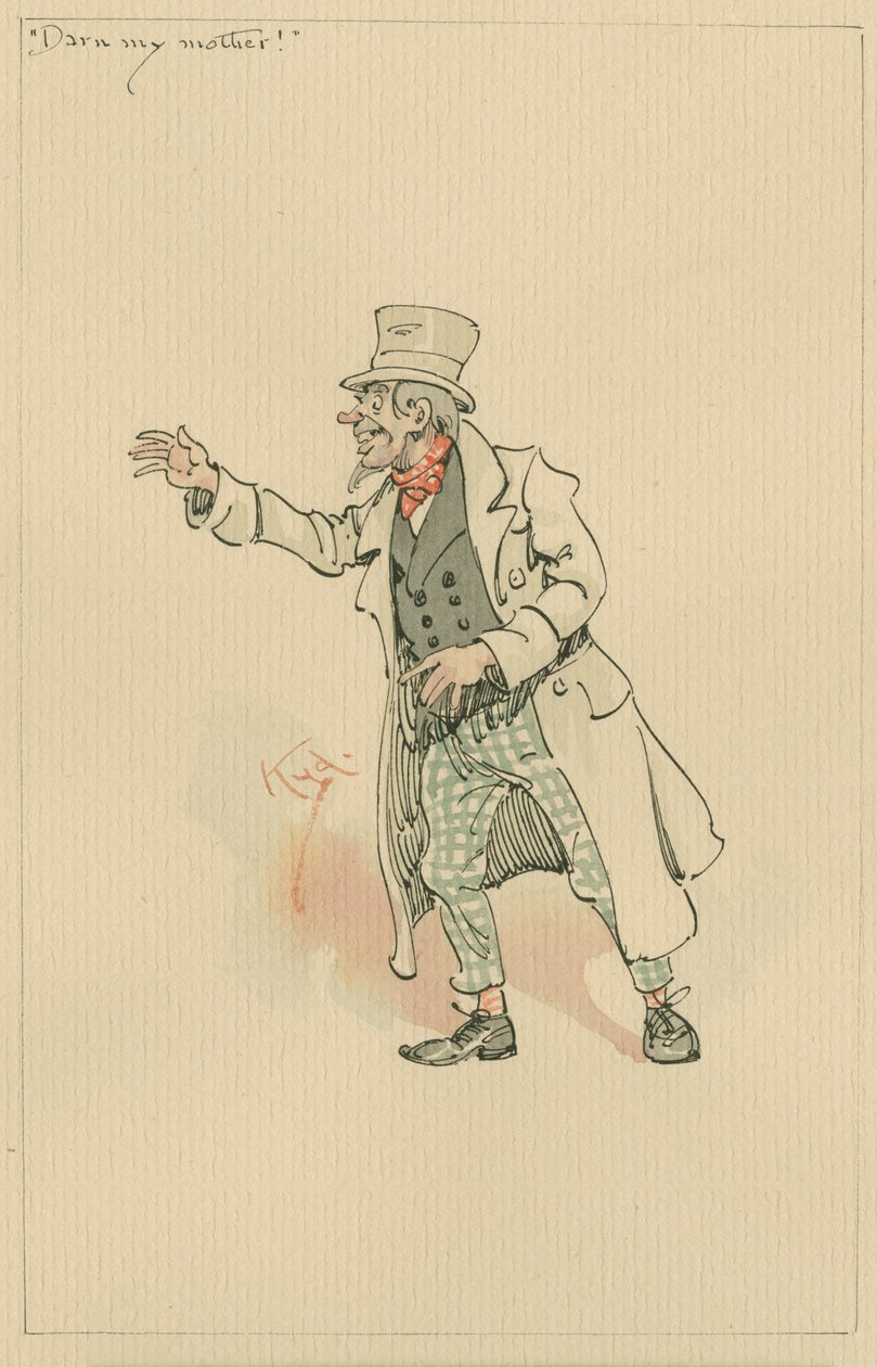 "Darn my Mother!", noin 1920-luku (kynä ja muste wc:llä paperilla) tekijältä Joseph Clayton Clarke