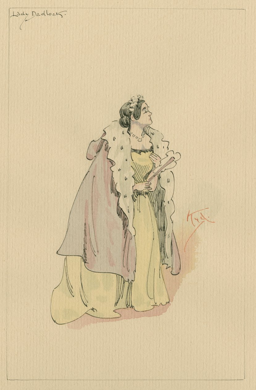 Lady Dedlock, n. 1920-luku (kynä ja muste wc:llä paperilla) tekijältä Joseph Clayton Clarke