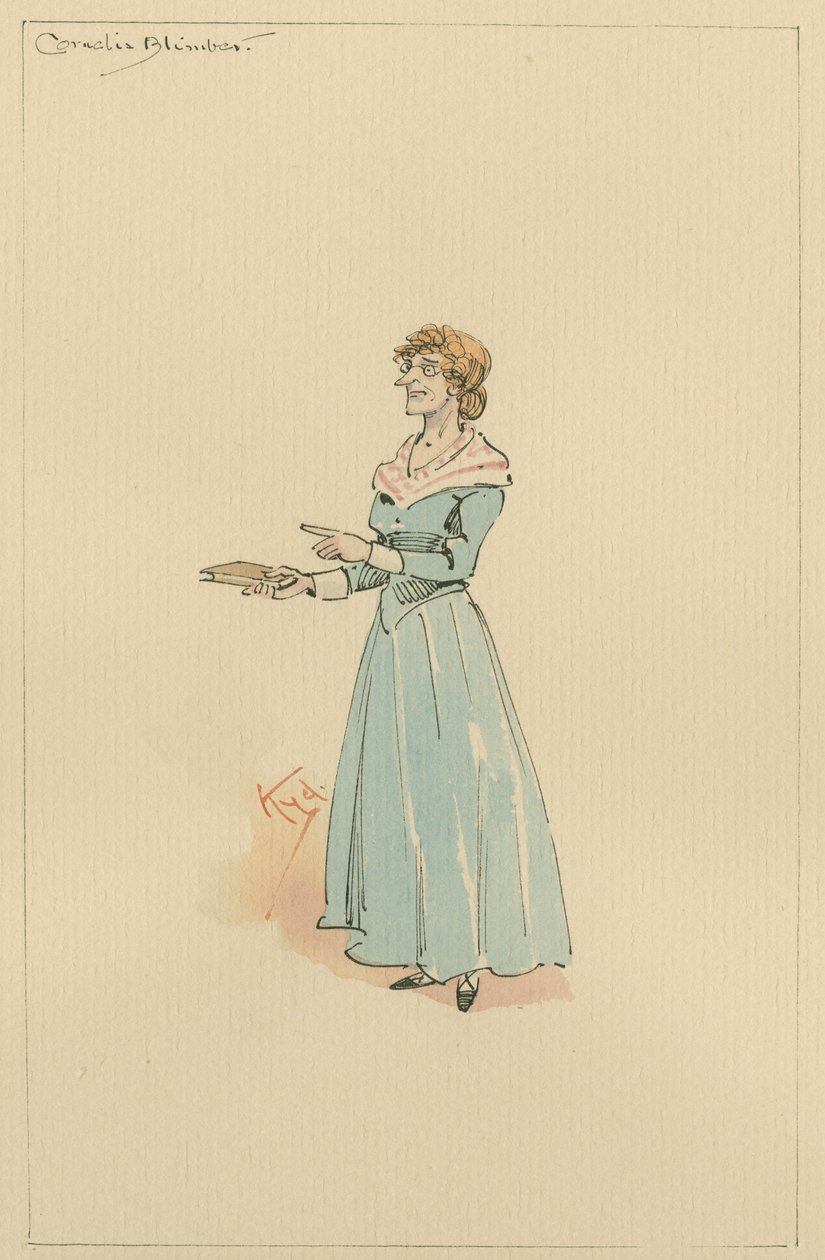 Neiti Cornelia Blimber, noin 1920-luku (kynä ja muste wc:llä paperilla) tekijältä Joseph Clayton Clarke