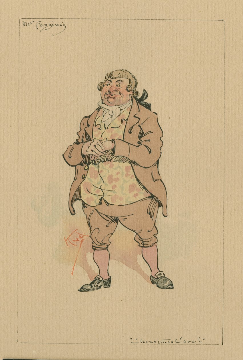 Mr Fezziwig - Joululaulu, noin 1920-luku (kynä ja muste wc:llä paperilla) tekijältä Joseph Clayton Clarke