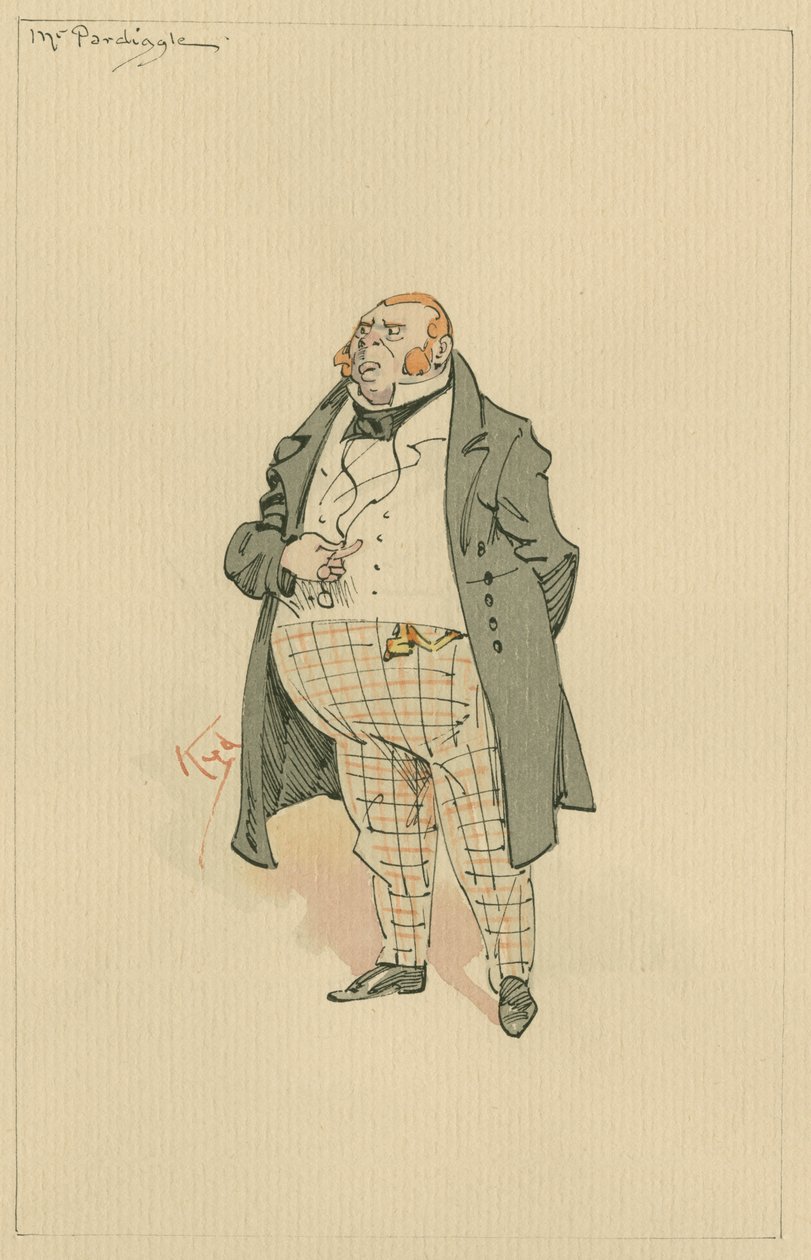 Mr Pardiggle, noin 1920-luku (kynä ja muste wc:llä paperilla) tekijältä Joseph Clayton Clarke