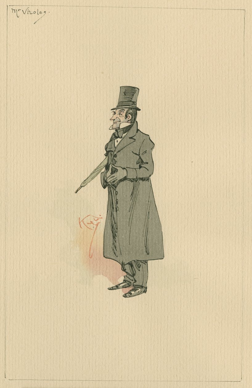 Mr Vholes, n. 1920-luku (kynä ja muste wc:llä paperilla) tekijältä Joseph Clayton Clarke