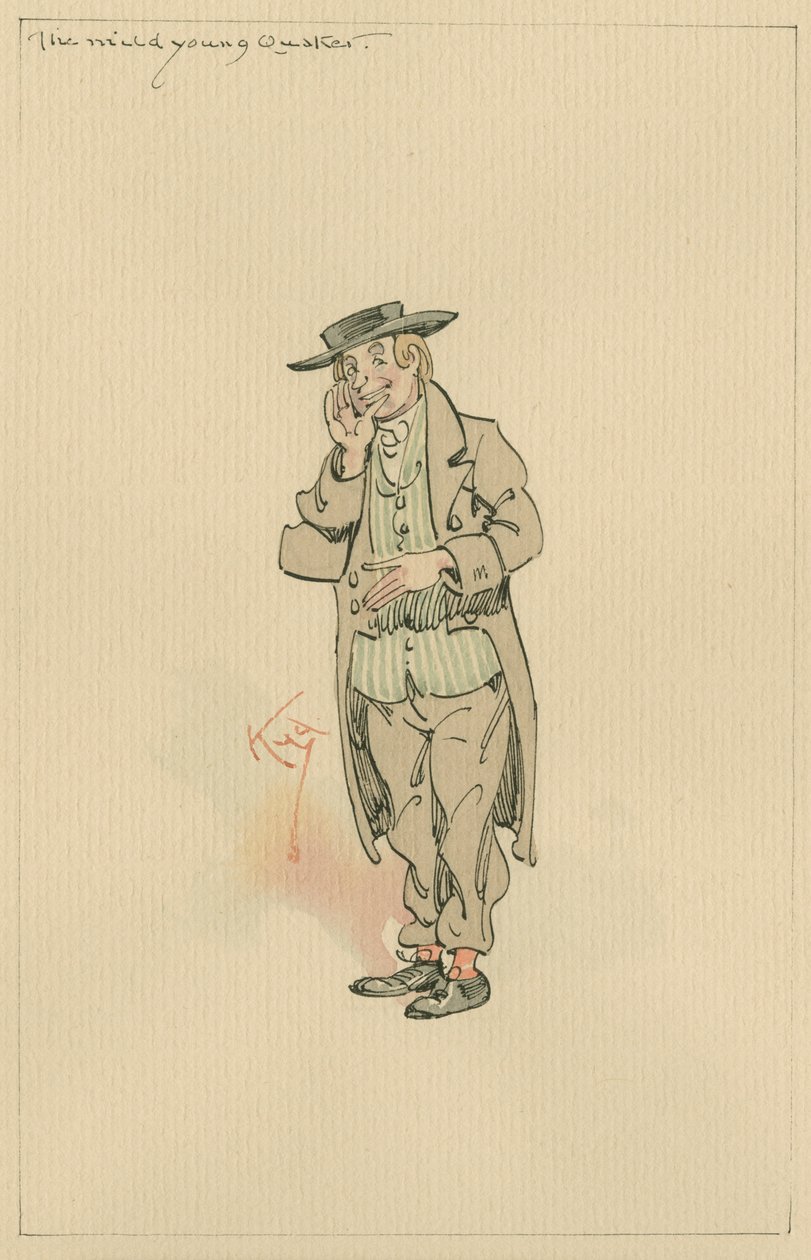 The Mild Young Quaker, noin 1920-luku (kynä ja muste wc:llä paperilla) tekijältä Joseph Clayton Clarke