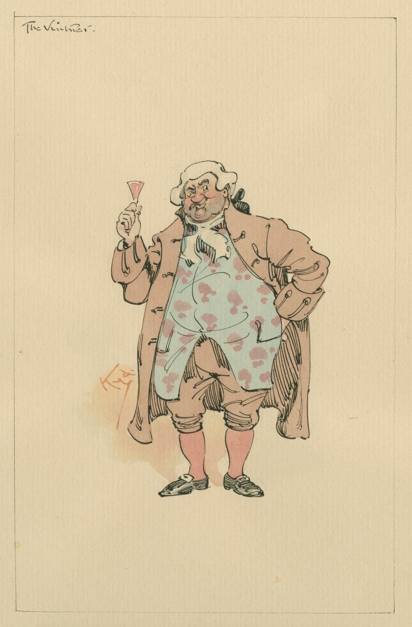 Viininviljelijä, noin 1920-luku (tussi ja tussi, wc paperille). tekijältä Joseph Clayton Clarke