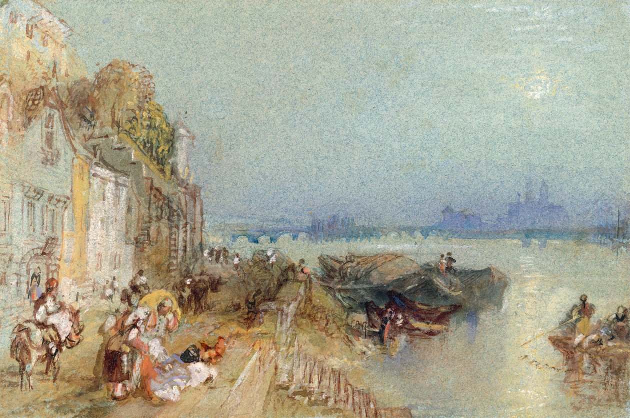 Andernach, 1817 (wc, kynä ja mustaa mustetta vohvelipaperille). tekijältä Joseph Mallord William Turner