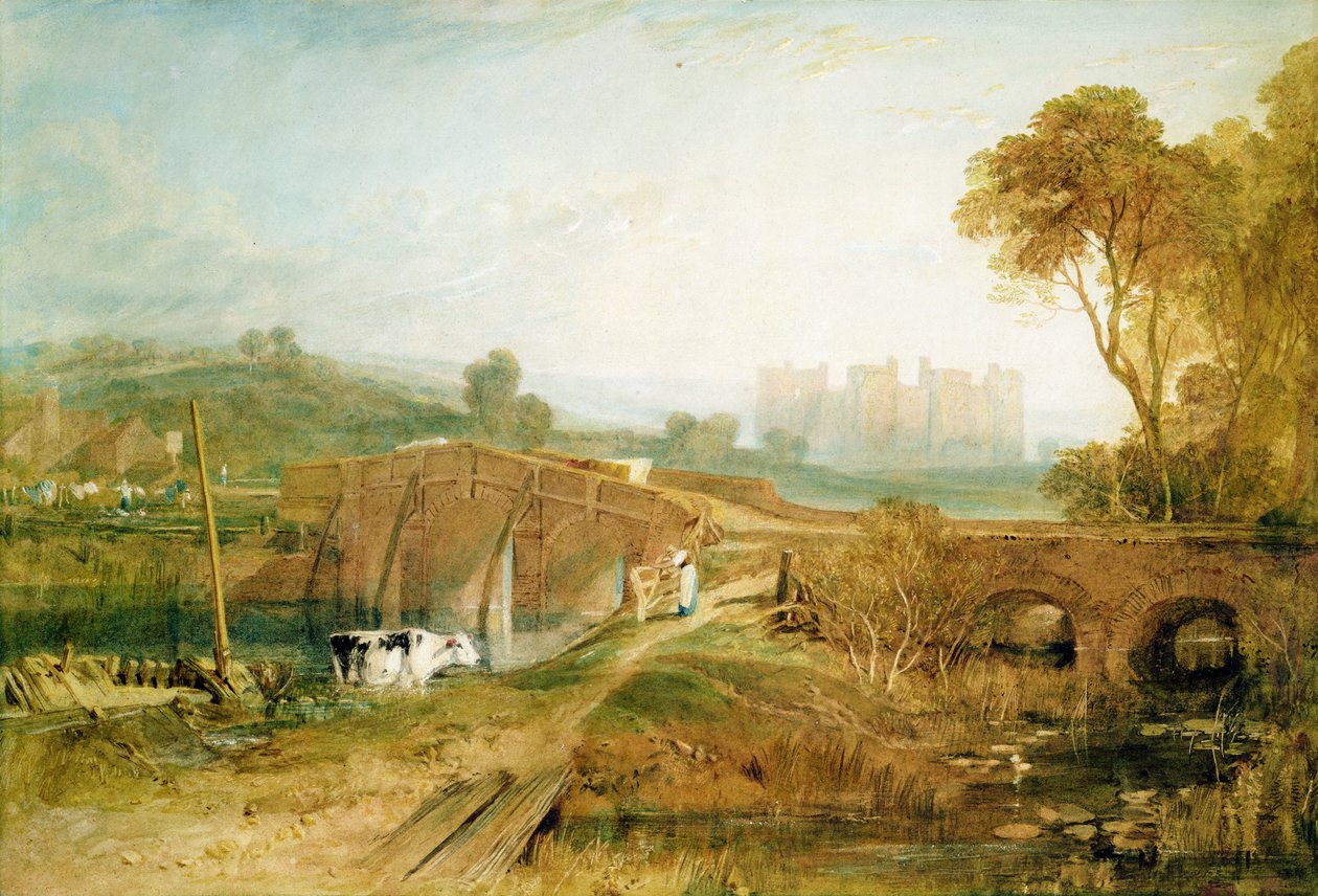 Bodiam Castle, Sussex (lyijykynä ja wc ja arabikumi paperille) tekijältä Joseph Mallord William Turner
