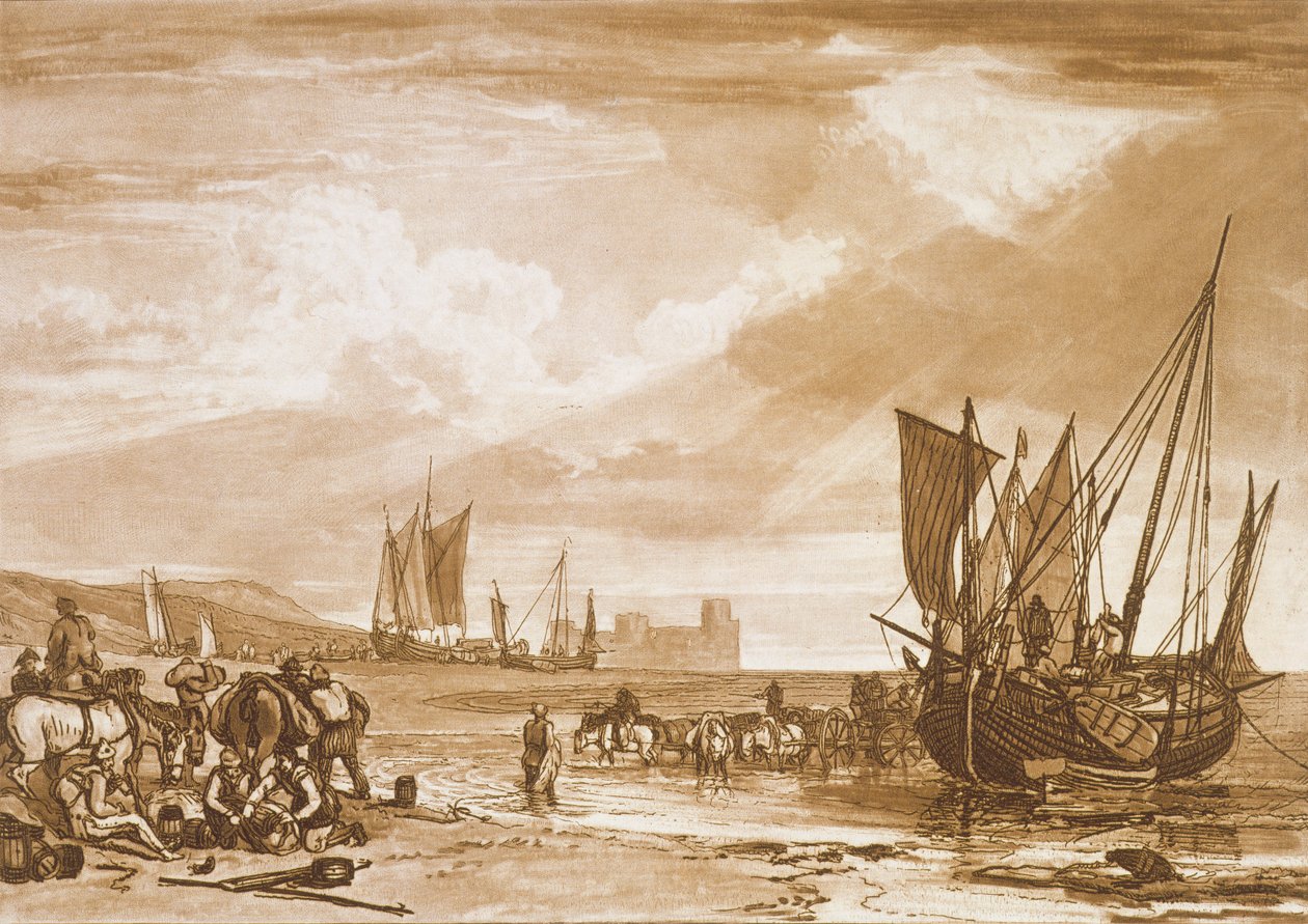 F.4.I Kohtaus Ranskan rannikolla teoksesta "Liber Studiorum", kaiverrettu Charles Turnerin toimesta, 1807. tekijältä Joseph Mallord William Turner