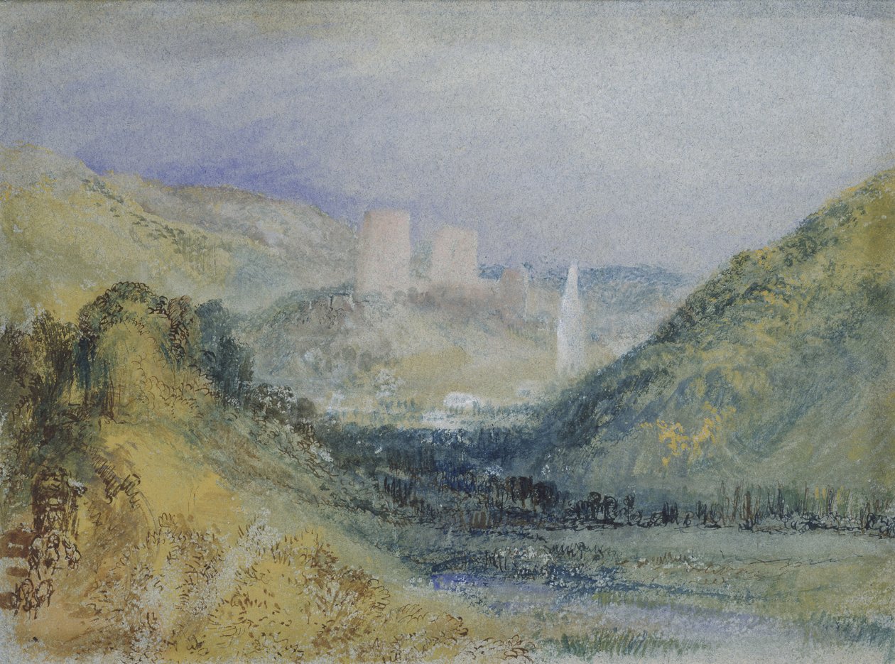 Lillebonne, n. 1823 (wc ja guassi kynällä ja musteella paperille) tekijältä Joseph Mallord William Turner