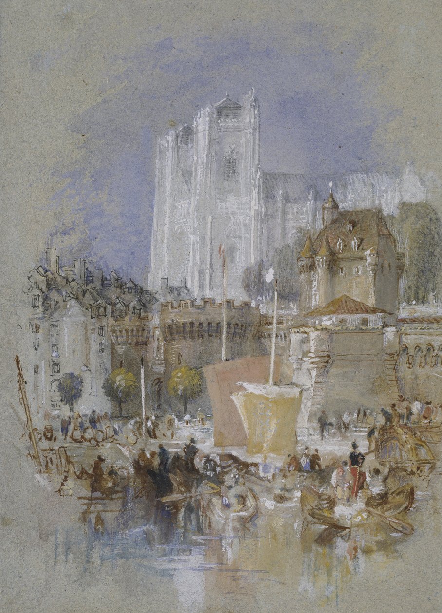 Nantes, 1826 - 1830 (akvarelli, bodycolor ja tussi sekä musta ja ruskea muste). tekijältä Joseph Mallord William Turner