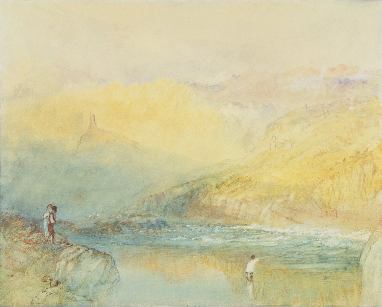 Moselilla, lähellä Traben Trarbachia, n. 1841 (wc ja grafiitti paperilla) tekijältä Joseph Mallord William Turner
