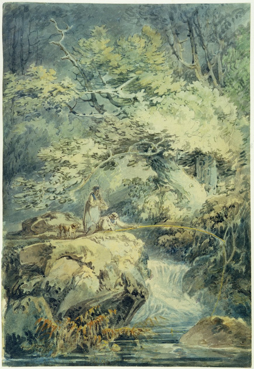 Angler, 1794 (wc grafiitin päällä paperilla) tekijältä Joseph Mallord William Turner