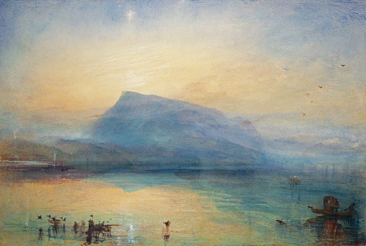 Sininen Rigi: Luzernin järvi - auringonnousu, 1842 tekijältä Joseph Mallord William Turner