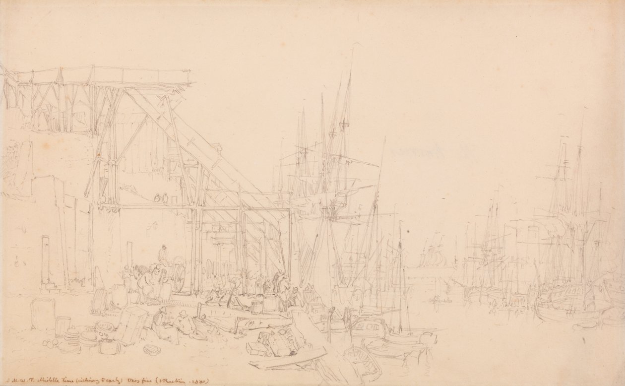 The Hurries, hiiliveneiden lastaus, North Shields tekijältä Joseph Mallord William Turner