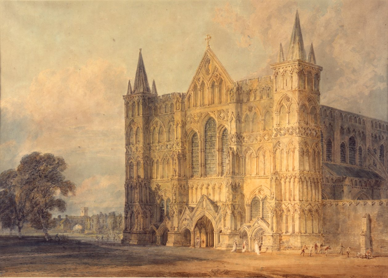 Salisburyn katedraalin länsirintama, 1799 tekijältä Joseph Mallord William Turner