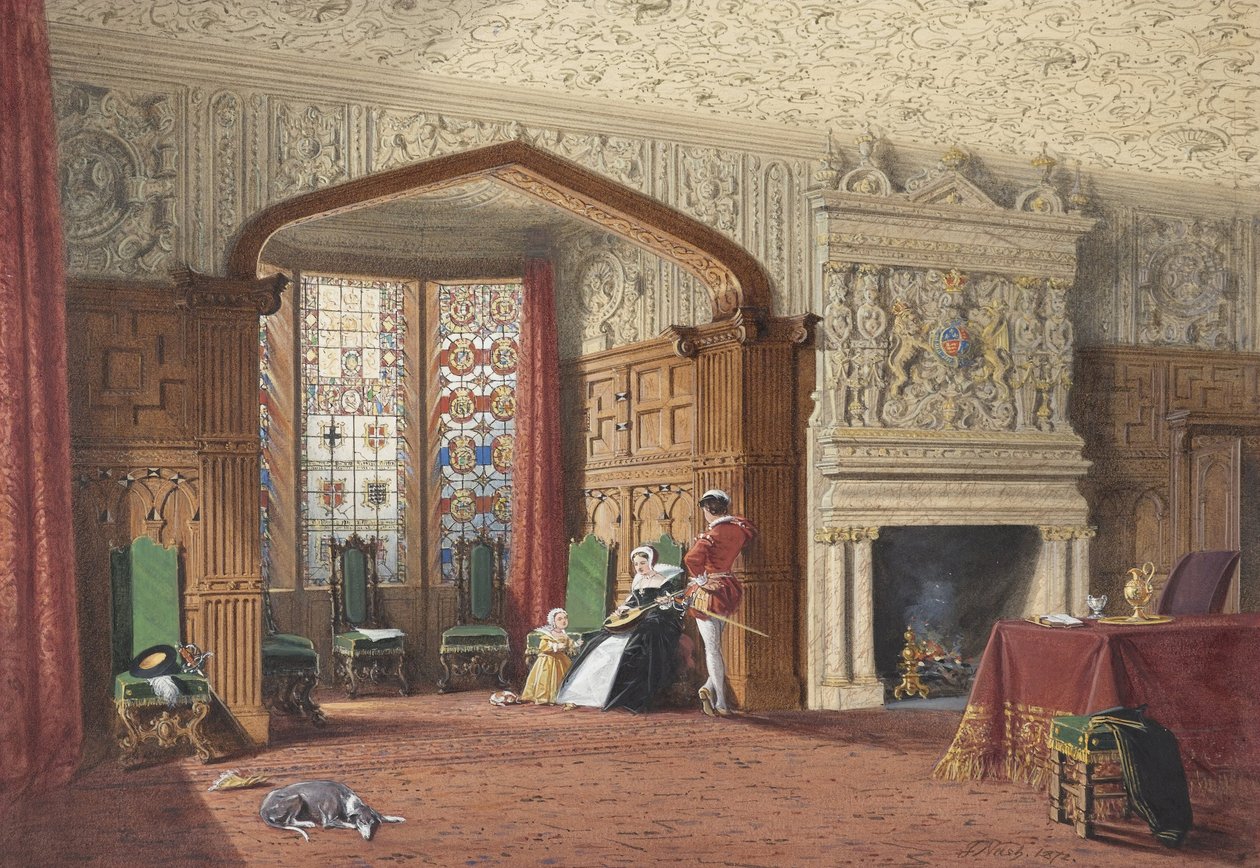 Elizabethanlainen huone Lyme Hallissa, Cheshire tekijältä Joseph Nash