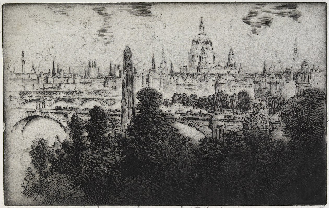 London Over Embankment Gardens, 1906 tekijältä Joseph Pennell