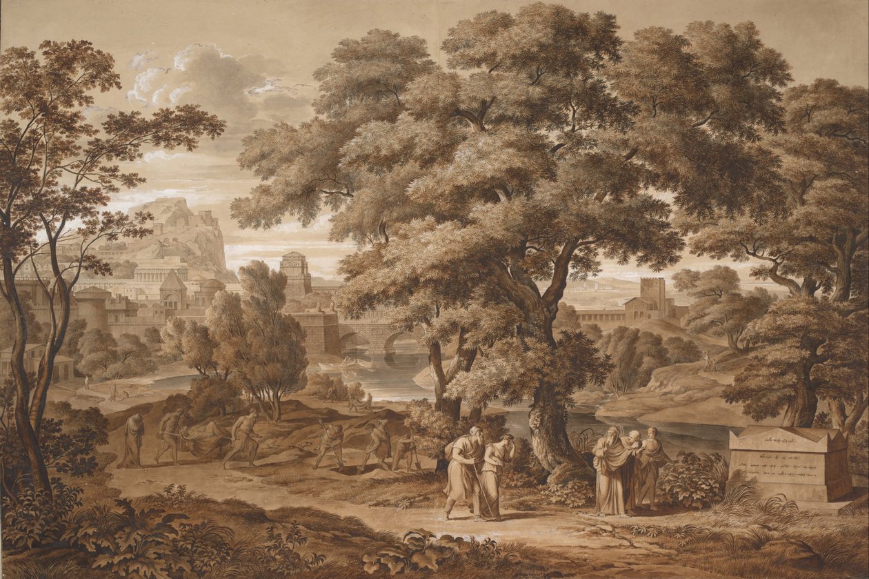 Oidipus ja Antigone lähtevät Thebesta, 1797 tekijältä Joseph Anton Koch