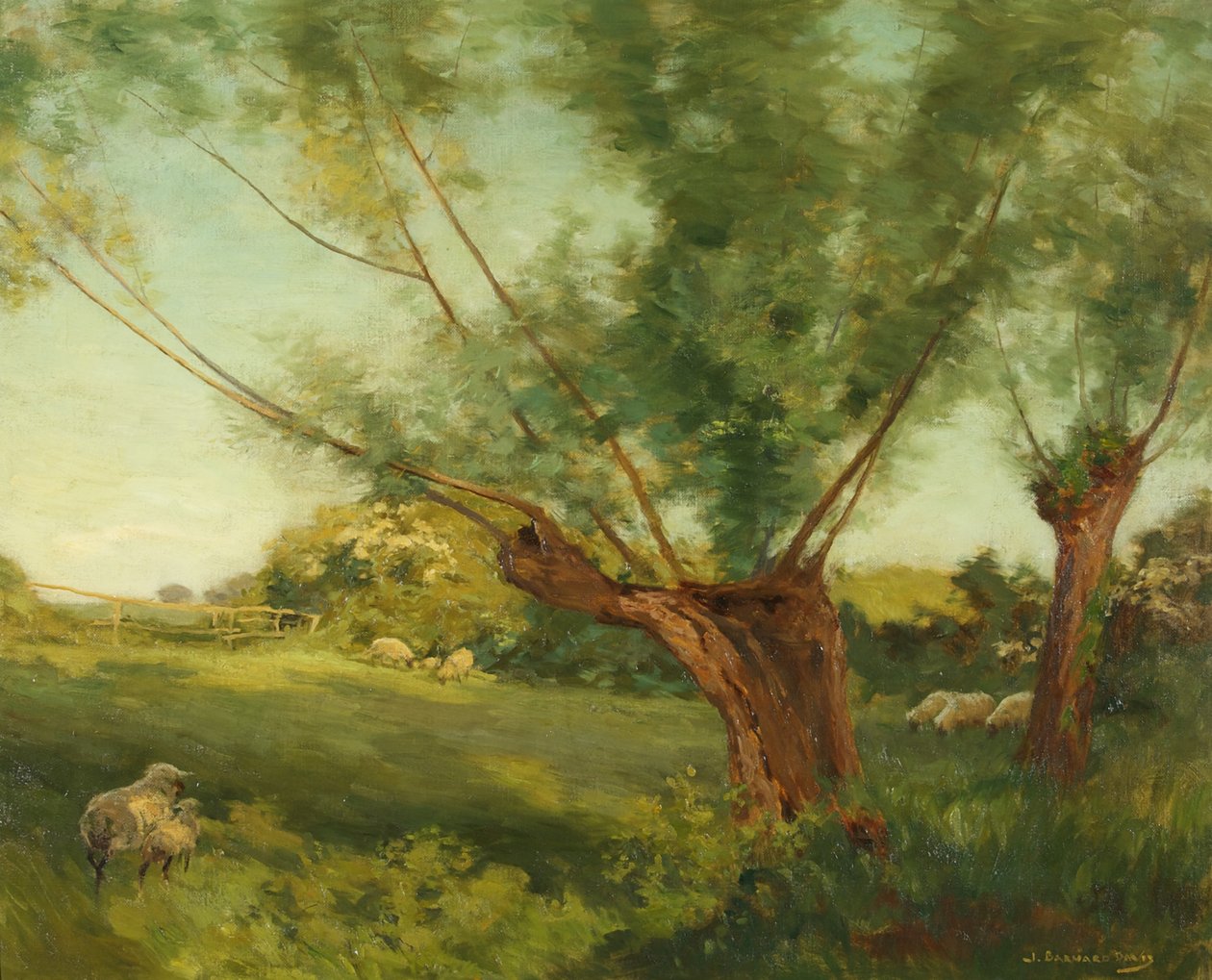 Bibury, Cotswold Hills (öljy kankaalle) tekijältä Joseph Barnard Davis
