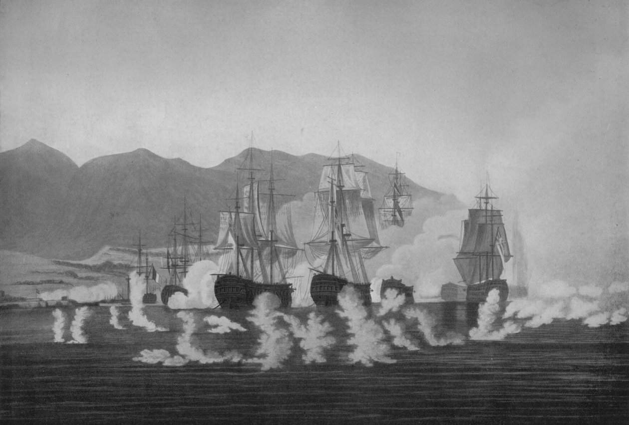 Saumarez Algecirasin edustalla, c1802 tekijältä Joseph Constantine Stadler