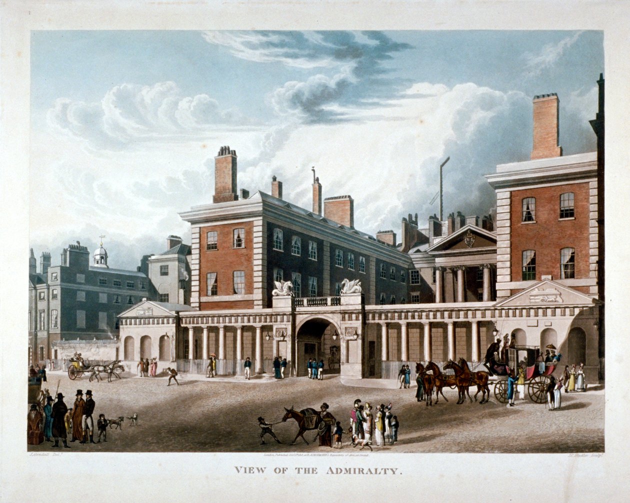 Admiralty, Whitehall, Westminster, Lontoo, 1818 tekijältä Joseph Constantine Stadler