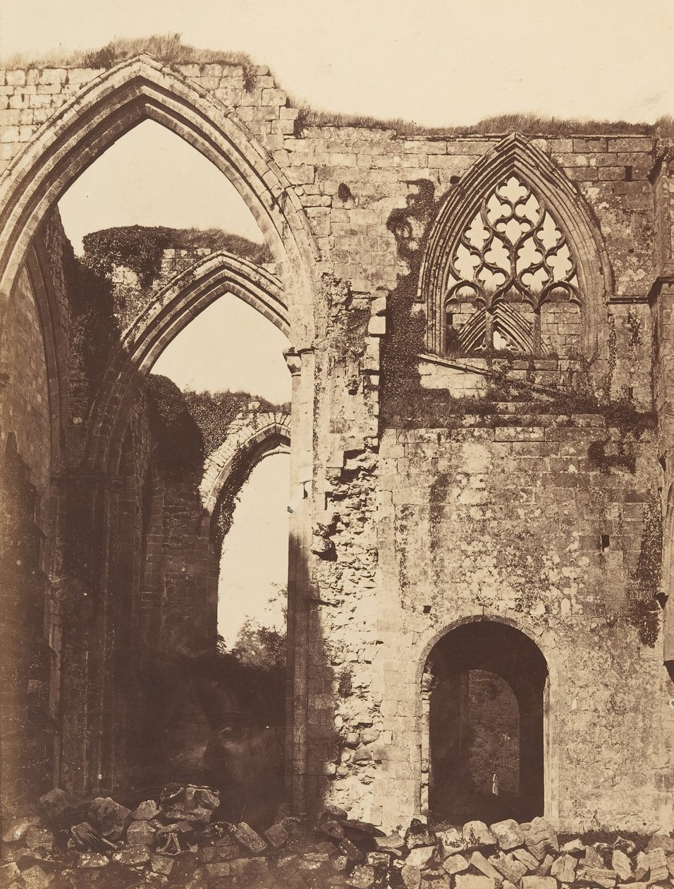 Bolton Priory. Etelästä, 1850-luvulta. tekijältä Joseph Cundall