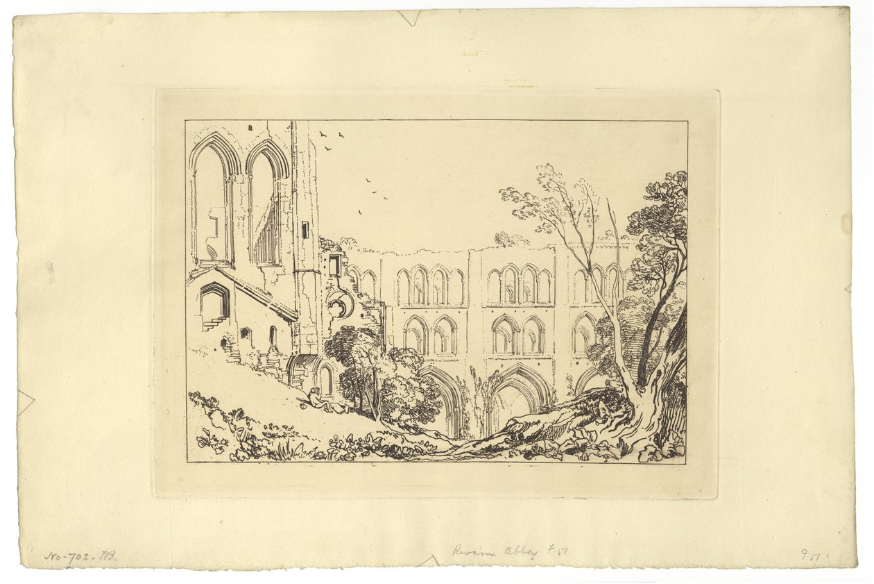 Rivaux Abbey (etsaus) tekijältä Joseph Mallord William Turner