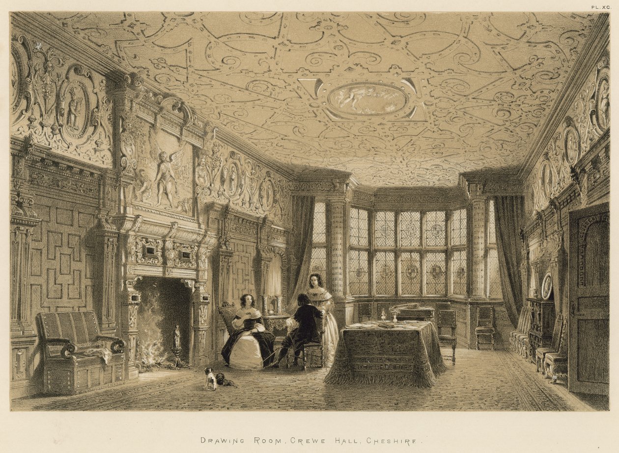 Drawing Room, Crewe Hall, Cheshire tekijältä Joseph Nash