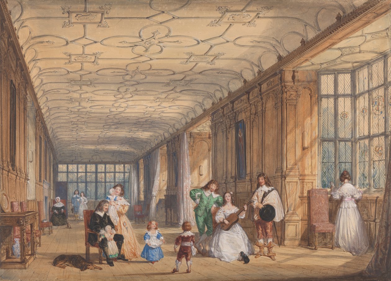 The Long Gallery, Haddon Hall, Derbyshire tekijältä Joseph Nash