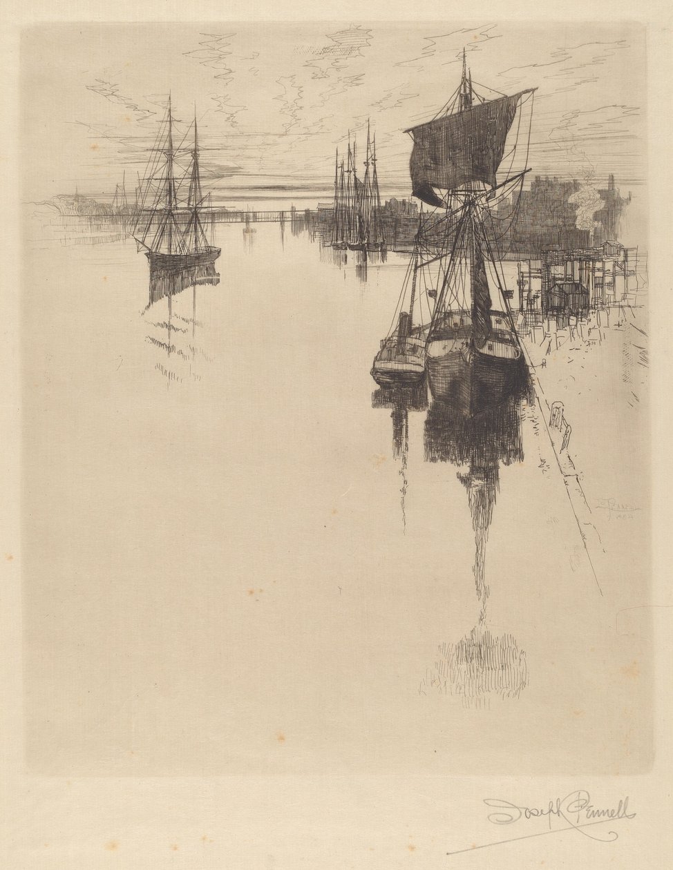 Chestnut St. Bridgen alla, Philadelphia tekijältä Joseph Pennell