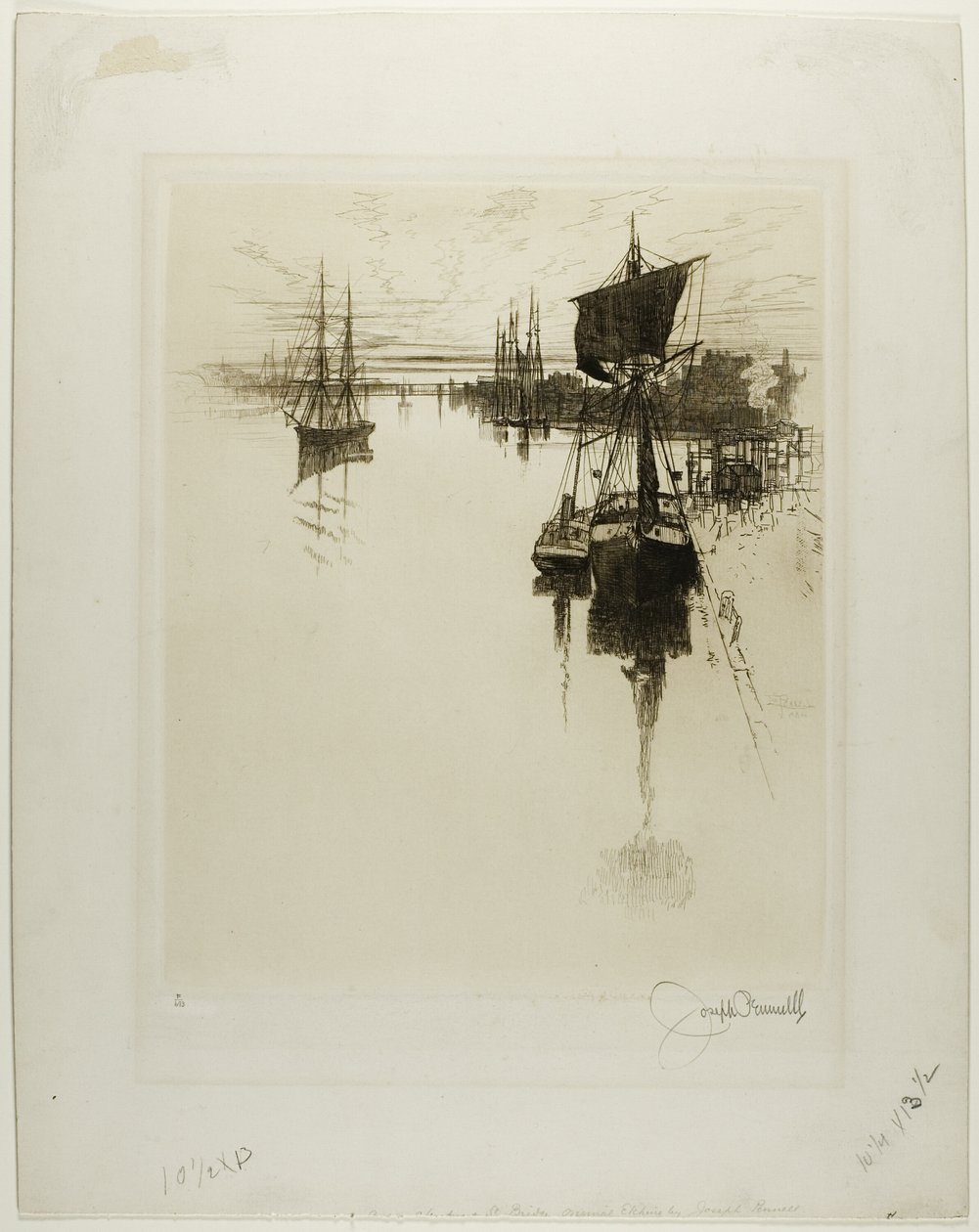 Chestnut Street Bridgen alla, Philadelphia tekijältä Joseph Pennell