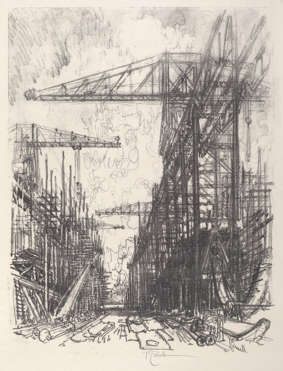 Building Destroyers, No.I, 1917. tekijältä Joseph Pennell
