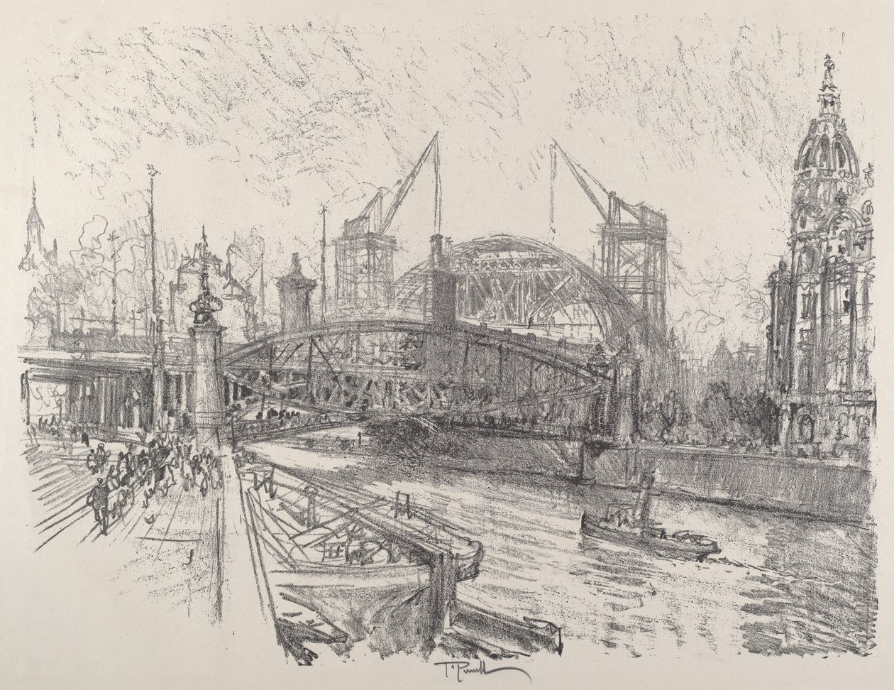 Friedrichstrassen aseman rakentaminen, 1921. tekijältä Joseph Pennell