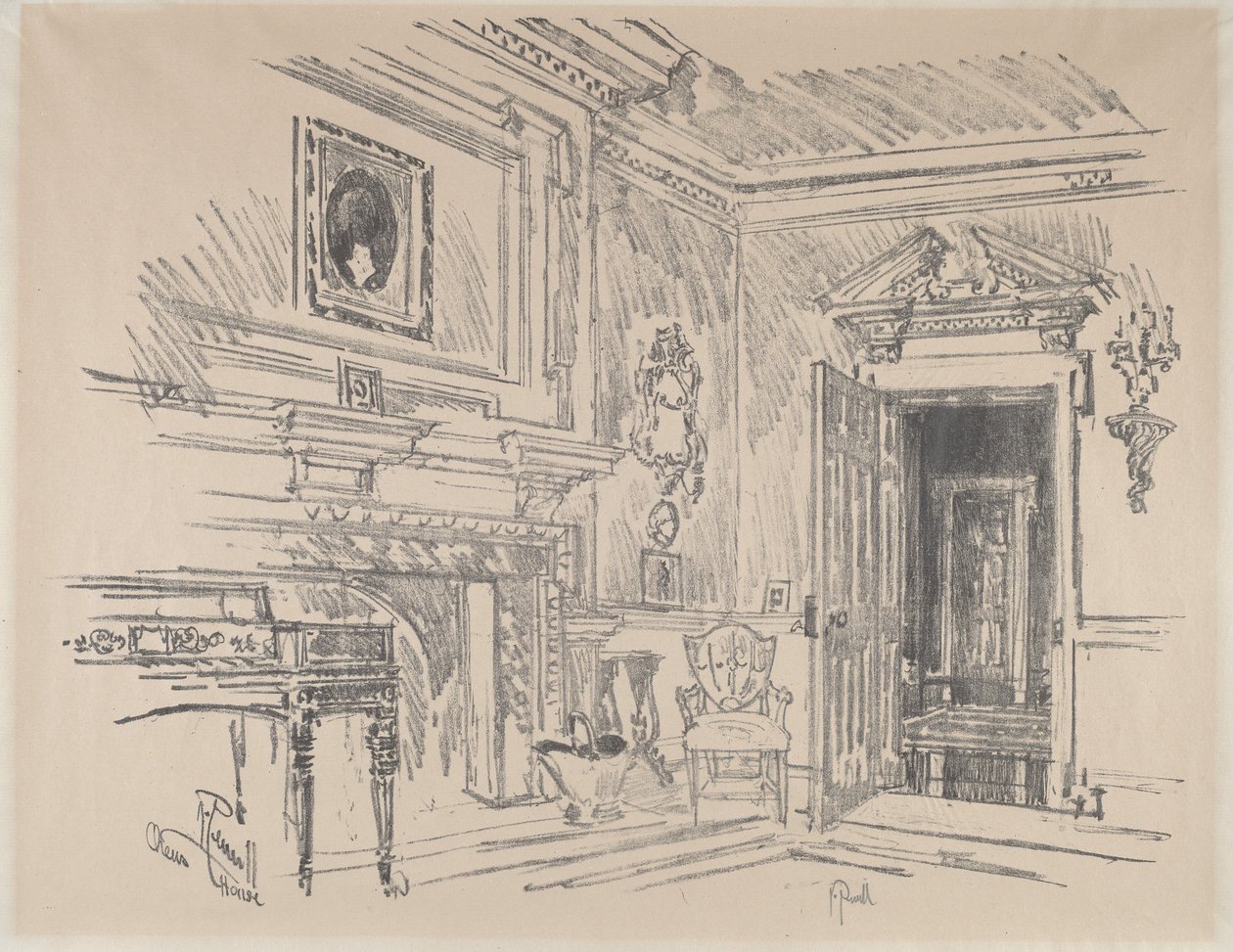 Drawing Room Clivedenissä, 1912. tekijältä Joseph Pennell