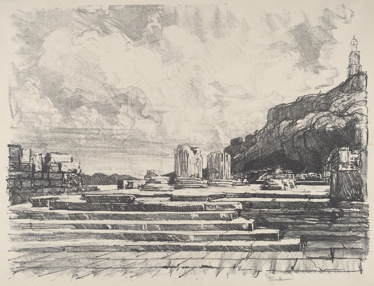 Eleusis, temppelin jalkakäytävä, 1913. tekijältä Joseph Pennell