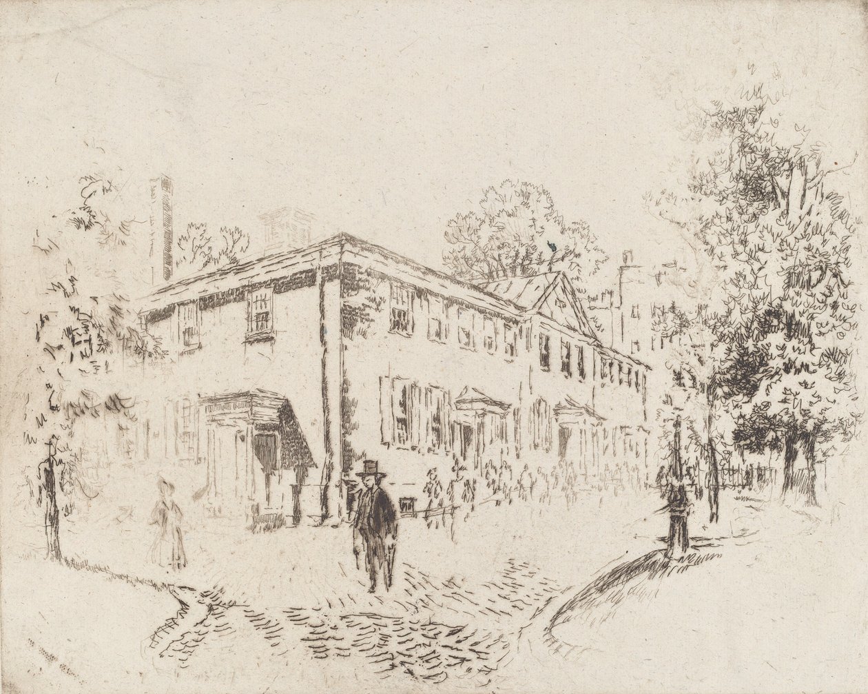 Fourth Street, Meeting House, Philadelphia, 1920. tekijältä Joseph Pennell