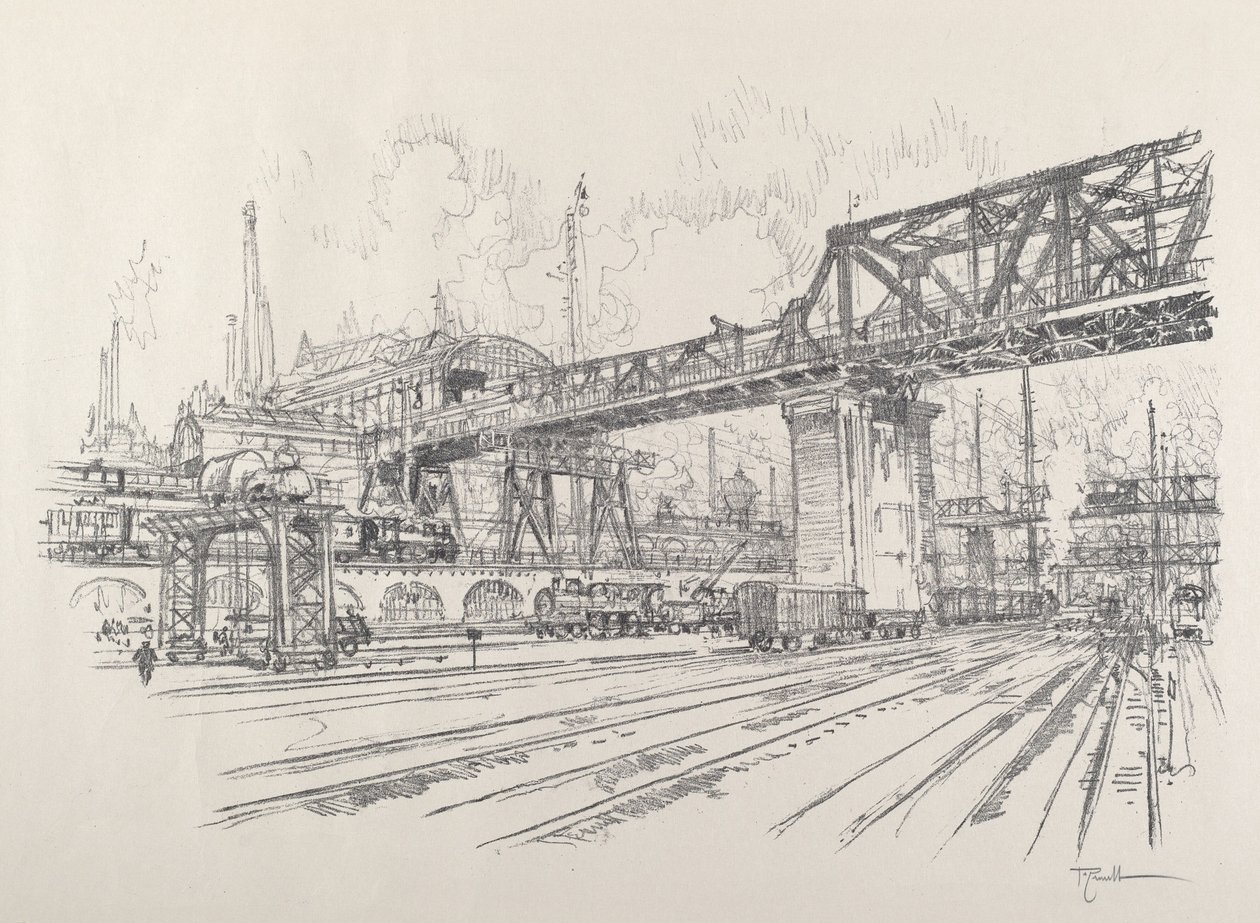 Gleisdreieck, 1921. Finès tekijältä Joseph Pennell