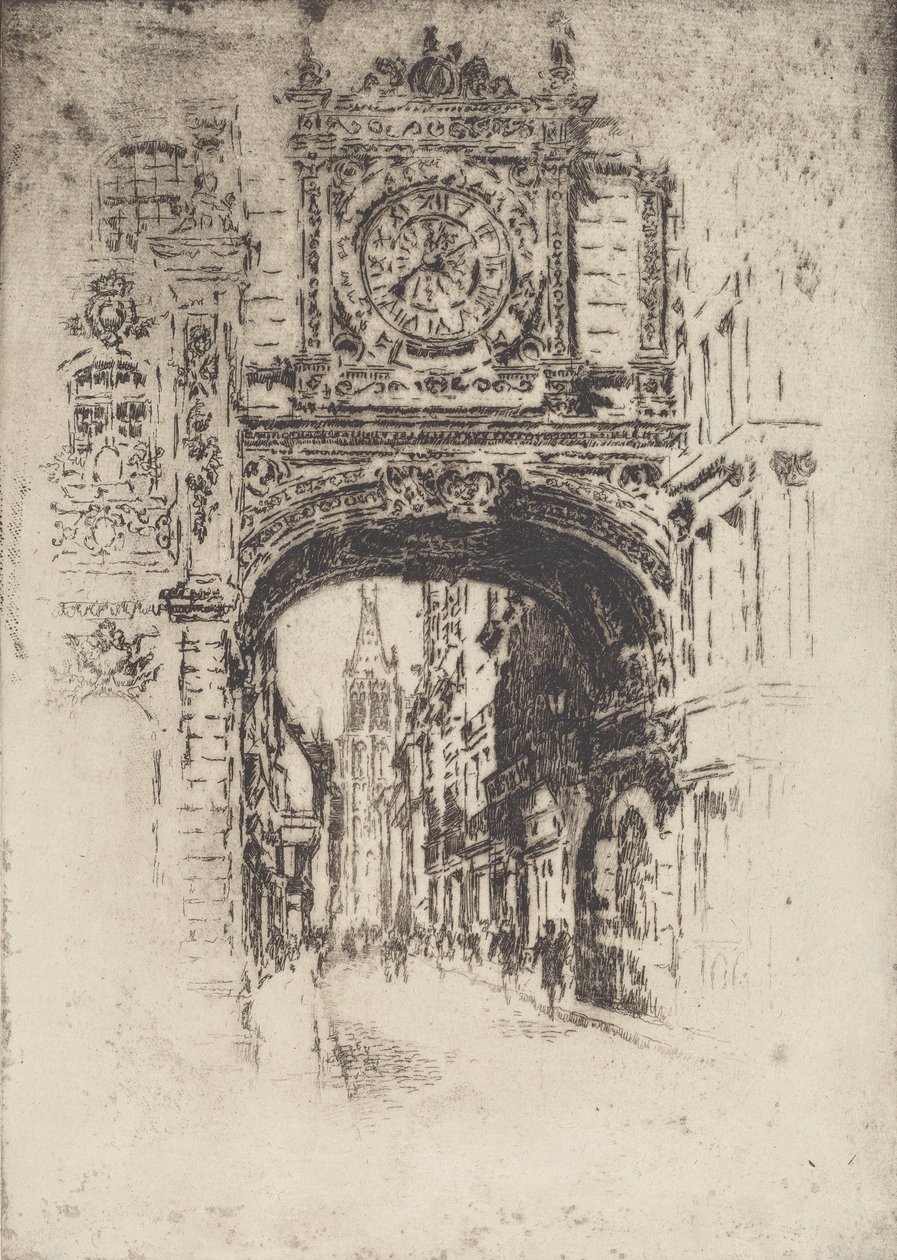 Iso kello, Rouen, 1907. tekijältä Joseph Pennell