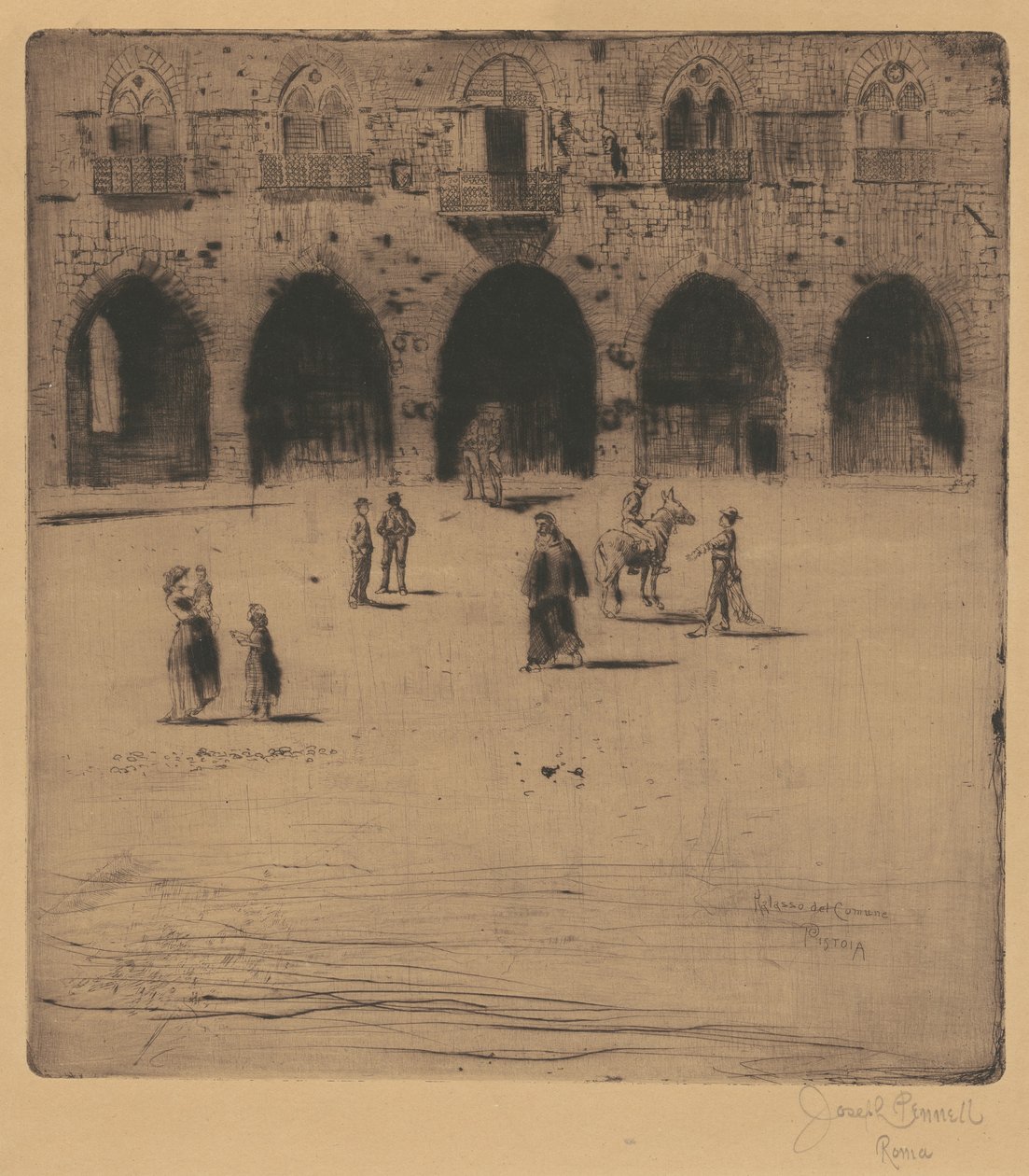 Kaupungintalo, Pistoia, 1883. tekijältä Joseph Pennell