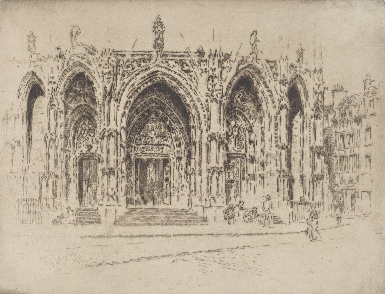San Macloun kuisti, Rouen, 1907. tekijältä Joseph Pennell
