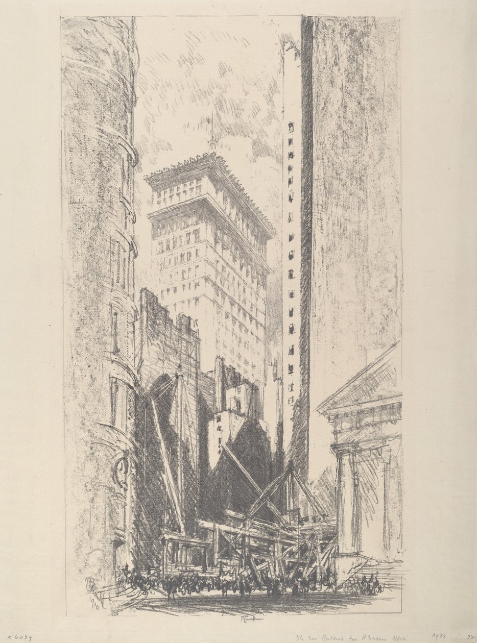Broad Streetin jälleenrakennus, 1910. tekijältä Joseph Pennell