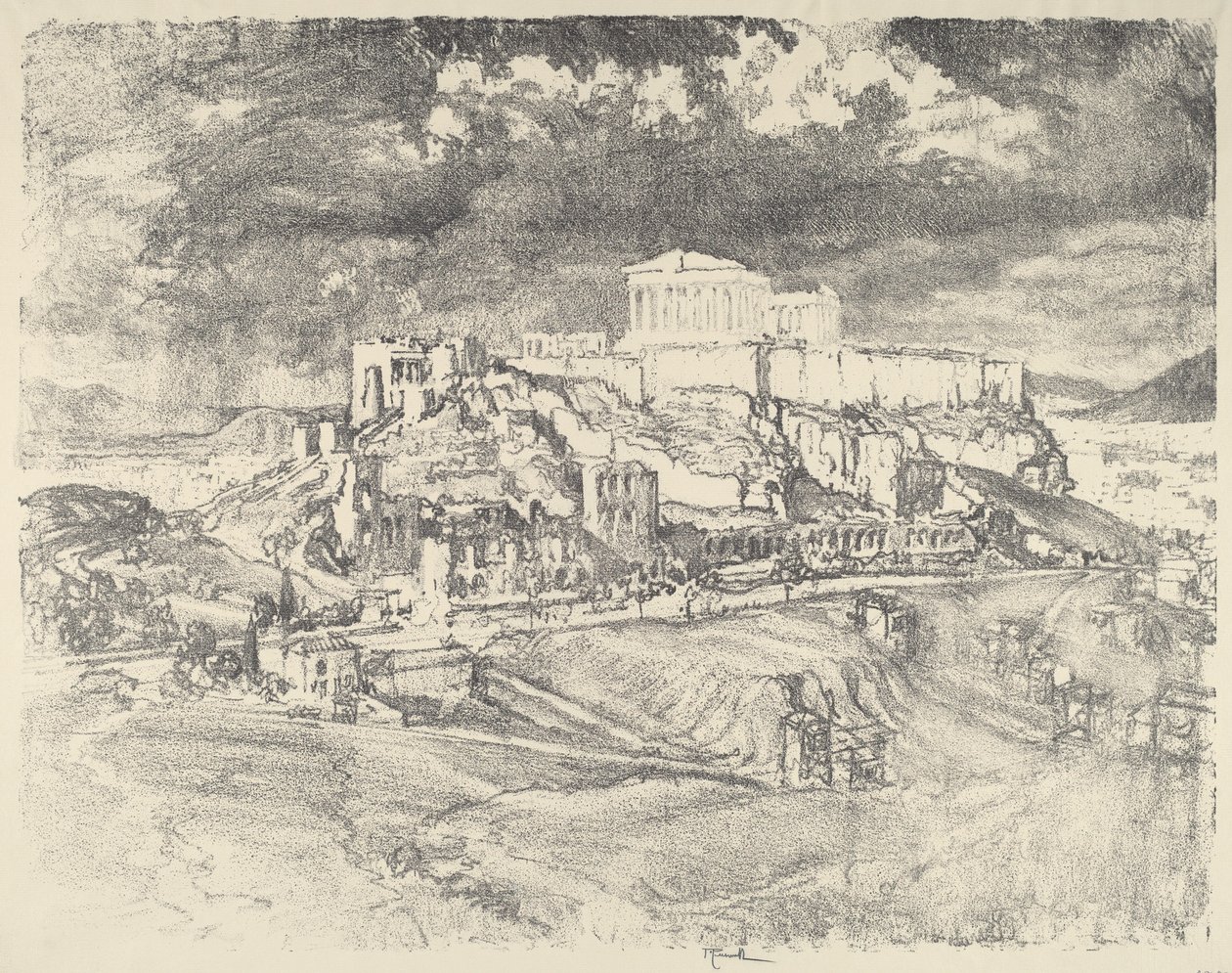 Myrsky Akropoliin takana, 1913. tekijältä Joseph Pennell