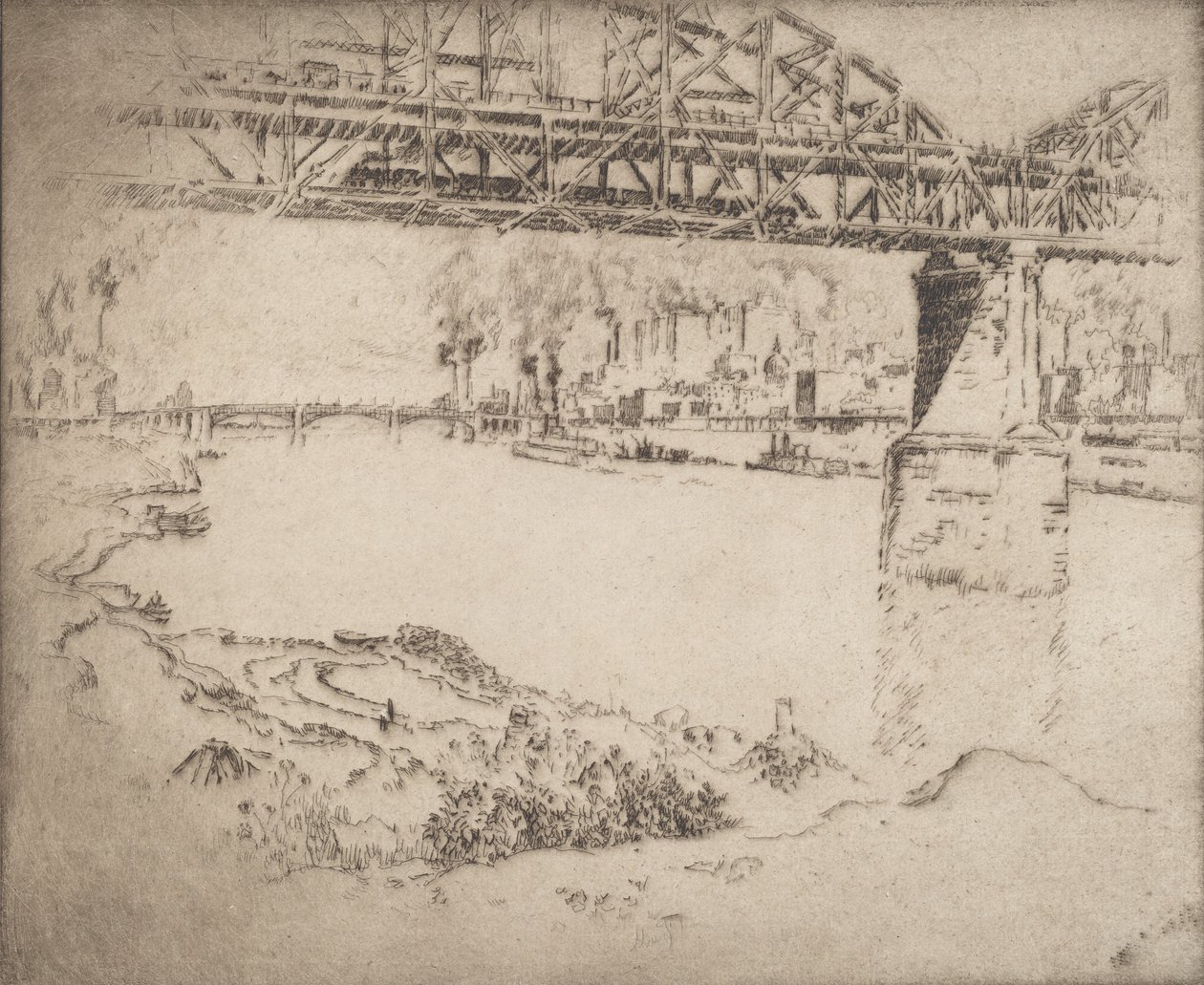 Kaupungin silta, St. Louis, 1919. tekijältä Joseph Pennell