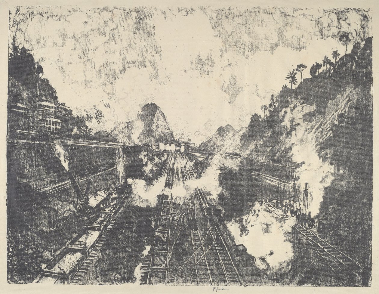 The Cut, Ancon Hillin suuntaan, 1912. tekijältä Joseph Pennell