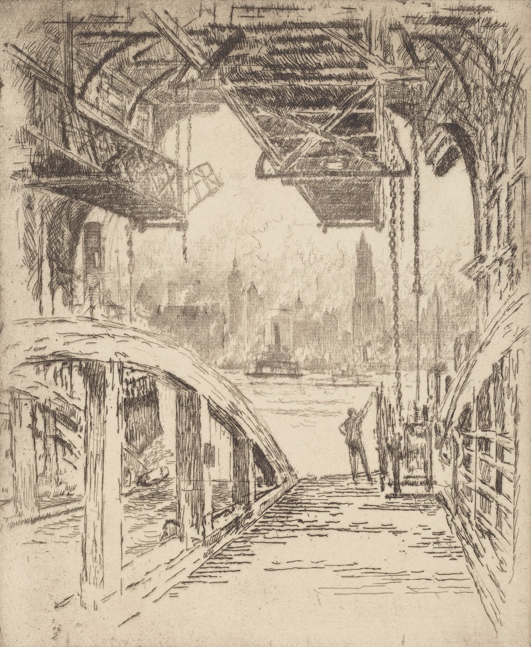 Lauttatalo, 1919. tekijältä Joseph Pennell