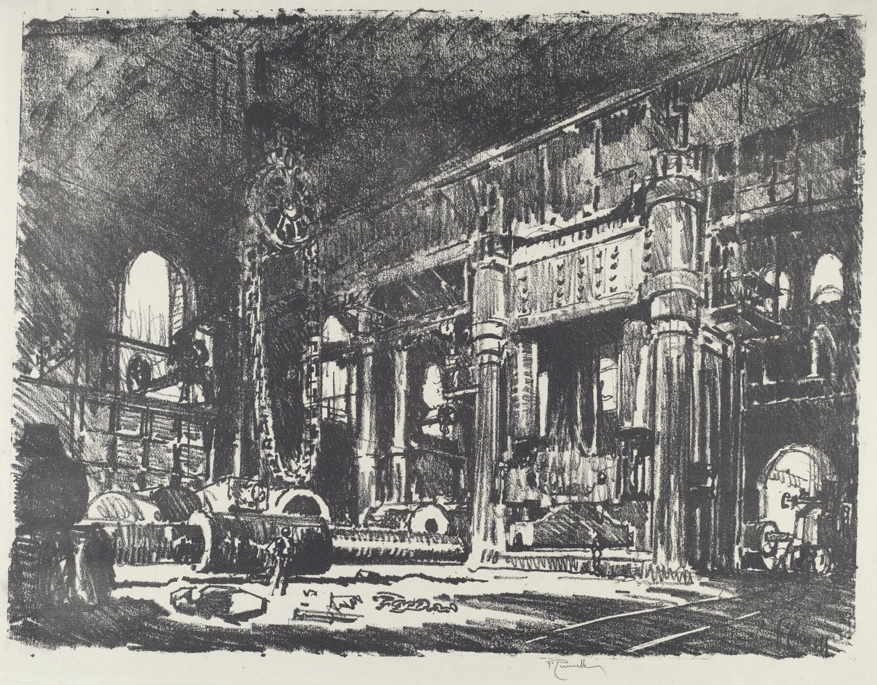 Gun Forge, 1916. tekijältä Joseph Pennell